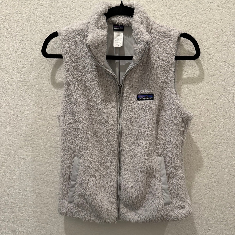 Patagonia Womens Los Gatos Fleece Vest Light Grey Full Zip Size M